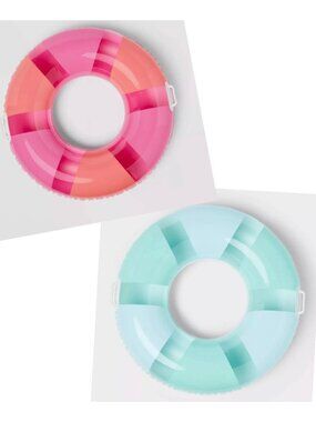 Set of 2 Sun Squad Inflatable Swim Tubes With Handles 36" Diameter Pink & Green